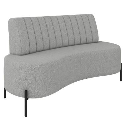 Sofá 2 Lugares 135cm Pés Aço Preto Tamar Z08 Boucle Cinza - Mpozenato