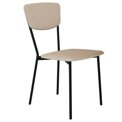 Cadeira Estofada Para Sala De Jantar Village Preto C01 Linho Areia - Lyam Decor