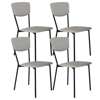 Kit 04 Cadeira Para Sala De Jantar Village Preto C01 Courino Off White - Lyam Decor
