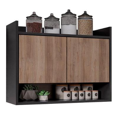 Armário De Cozinha Aéreo 71cm 2 Portas 1 Nicho Ceci Z34 Preto/freijó - Mpozenato