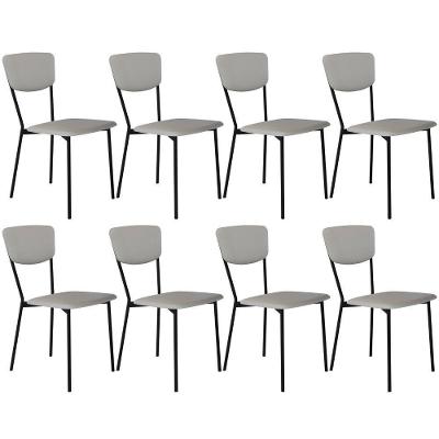Kit 08 Cadeira Para Sala De Jantar Village Preto C01 Courino Off White - Lyam Decor