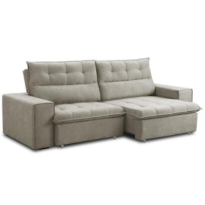 Sofá Retrátil Reclinável 3 Lugares Sala De Estar 220cm Neruda F04 Linho Bege Escuro - Lyam Decor