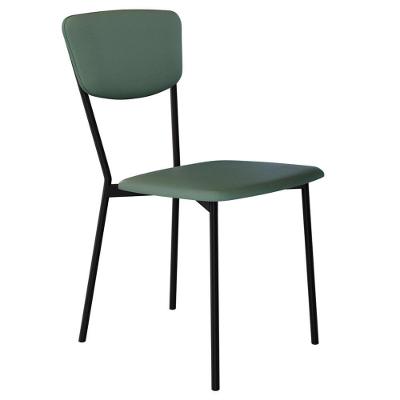 Cadeira Estofada Para Sala De Jantar Village Preto C01 Courino Verde Sálvia - Lyam Decor