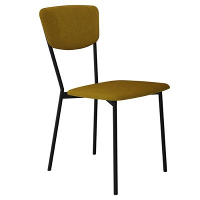 Cadeira Estofada Para Sala De Jantar Village Preto C01 Linho Mostarda - Lyam Decor