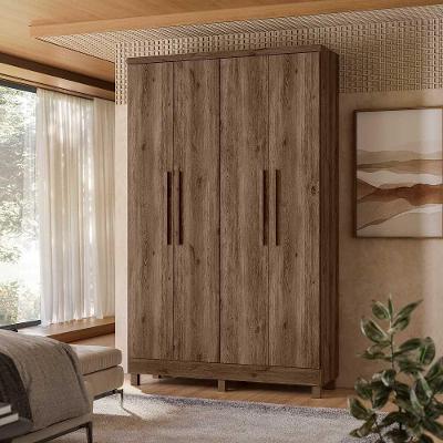 Guarda Roupa 4 Portas 2 Gavetas Luna Ebano Toque Rustico