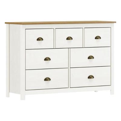 Cômoda 7 Gavetas Em Madeira Linha Topázio - Branco/freijó