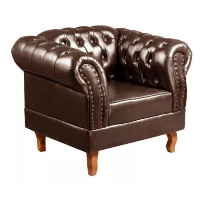Poltrona Chesterfield Dom Pedro Vintage Retrô Capitonê Couro Marrom
