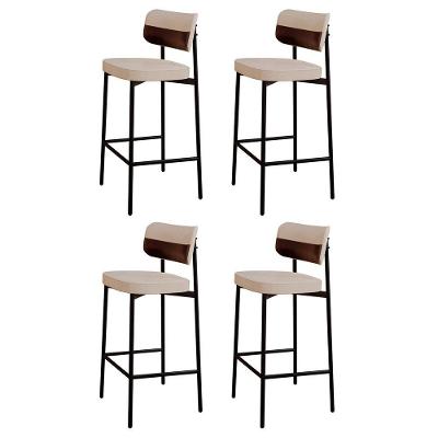 Banqueta Alta Bar Estofada Kit 4 Ella M25 Linho Areia-café - Mpozenato