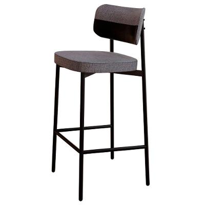 Banqueta Alta Bar Estofada Ella M25 Linho Cinza/preto - Mpozenato