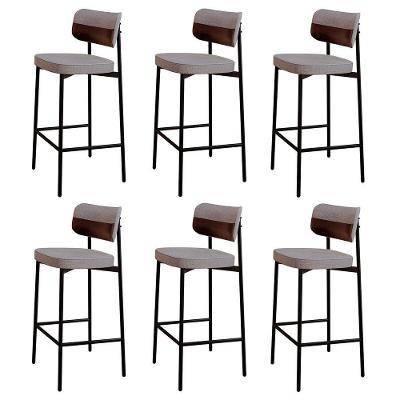 Banqueta Alta Bar Estofada Kit 6 Ella M25 Linho Cinza Cl-café - Mpozenato