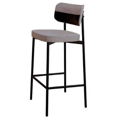 Banqueta Alta Bar Estofada Ella M25 Linho Cinza Cl/preto - Mpozenato