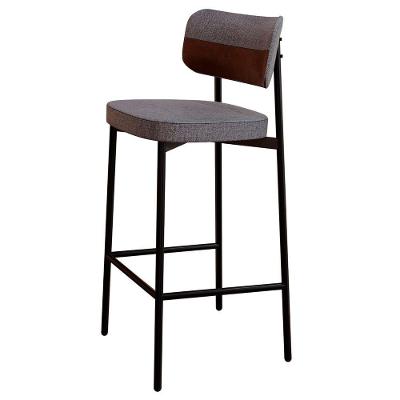 Banqueta Alta Bar Estofada Ella M25 Linho Cinza/whisky - Mpozenato