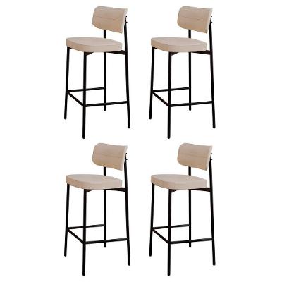 Banqueta Alta Bar Estofada Kit 4 Ella M25 Linho Areia - Mpozenato