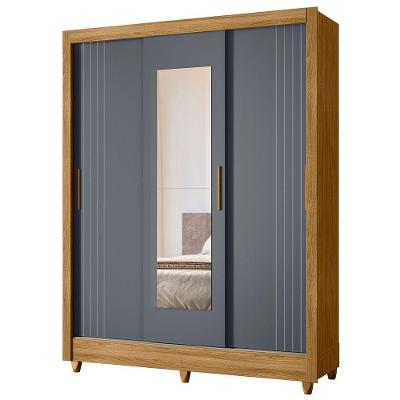 Guarda Roupa Solteiro Espelho 3 Portas Viena M07 Freijó/cinza - Mpozenato