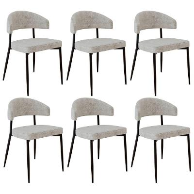 Cadeira De Jantar Estofada Kit 6 Chloe M25 Linho Lautrec Off - Mpozenato