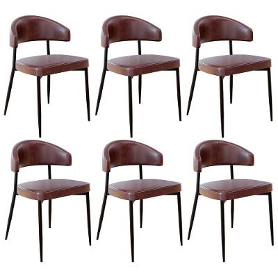 Cadeira De Jantar Estofada Kit 6 Chloe M25 Sintético Café - Mpozenato