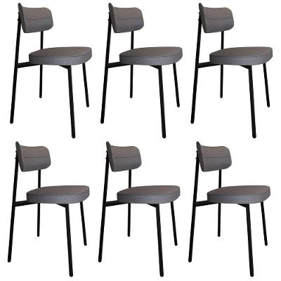 Cadeira De Jantar Estofada Kit 6 Ella M25 Linho Cinza - Mpozenato