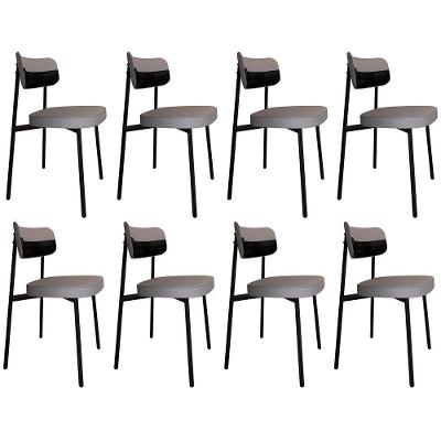 Cadeira De Jantar Estofada Kit 8 Ella M25 Linho Cinza Cl/preto - Mpozenato
