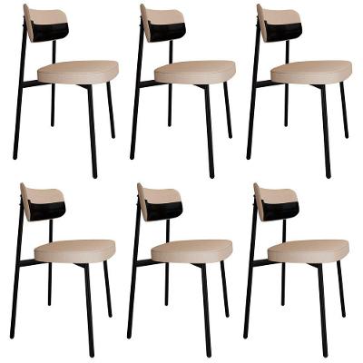 Cadeira De Jantar Estofada Kit 6 Ella M25 Linho Areia/preto - Mpozenato