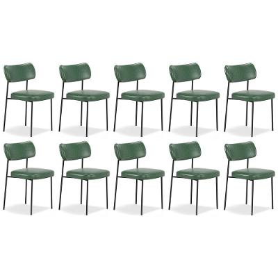 Cadeira De Jantar Estofada Kit 10 Milli A14 Sintético Verde Musgo - Mpozenato