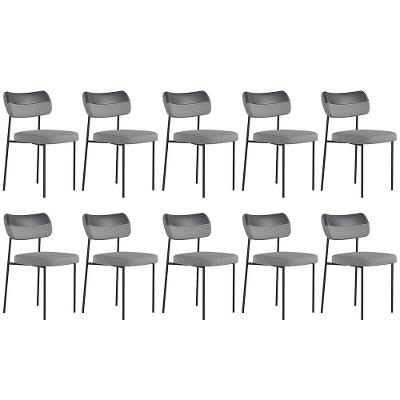 Kit 10 Cadeiras Estofadas Milli Sintético/linho A14 Preto/cinza - Mpozenato