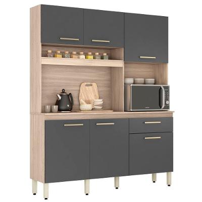 Armário De Cozinha Compacta 160cm Saul D02 Avena/grafito - Mpozenato