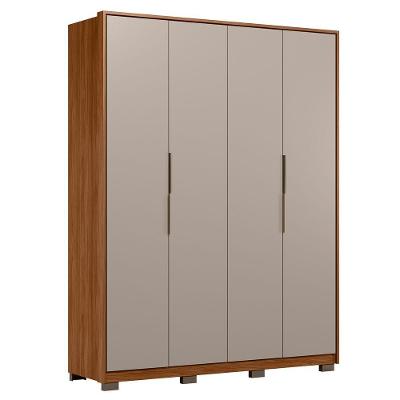 Guarda Roupa Casal 180cm 4 Portas Atren D02 Nogueira/nude - Mpozenato