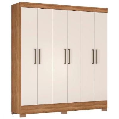 Guarda Roupa Casal 180cm 6 Portas Vanci D02 Amêndola/off - Mpozenato