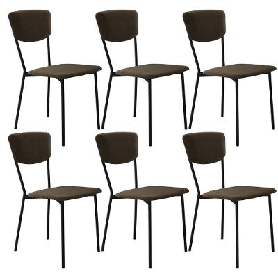 Kit 06 Cadeira Para Sala De Jantar Village Preto C01 Veludo Marrom Sand - Lyam Decor