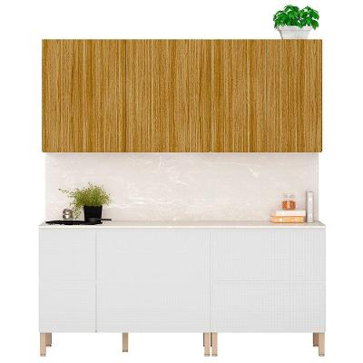 Armário De Cozinha Cp02 E Tampo 120cm Minsk Z06 Branco/freijó - Mpozenato