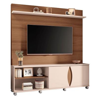 Estante Painel De Tv 65 180cm Elux H01 Castanho-off White - Mpozenato