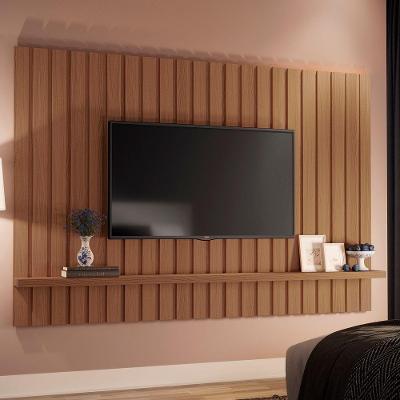 Painel Tv 70 200cm Suspenso Ripado Link Castanho - Hb Móveis