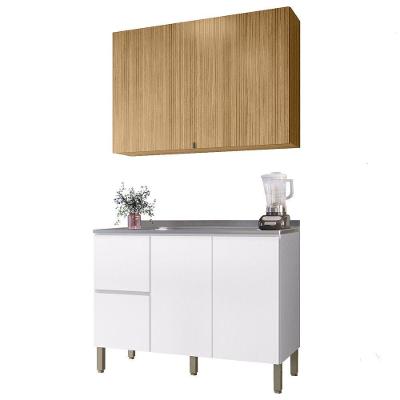 Armário De Cozinha Cp01 Com Pia 120cm Minsk Z06 Branco/freijó - Mpozenato