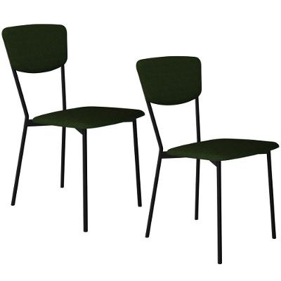 Kit 02 Cadeira Para Sala De Jantar Village Preto C01 Linho Verde Musgo - Lyam Decor