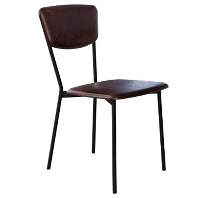 Cadeira Estofada Para Sala De Jantar Village Preto C01 Courino Café - Lyam Decor