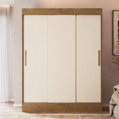 Guarda Roupa Marselha 3 Portas De Correr 2 Gavetas Off White Nogueira Doripel