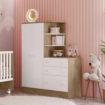 Guarda Roupa Com Cômoda Doce Sonho Carvalho Toque Rustico Branco