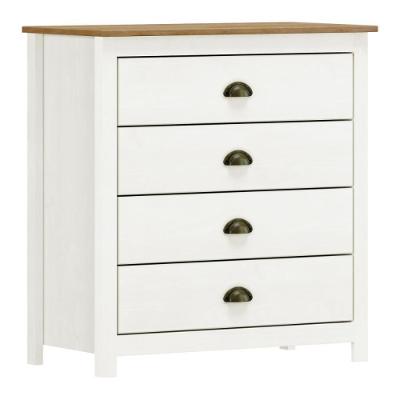 Cômoda 4 Gavetas Em Madeira Linha Topázio - Branco/freijó