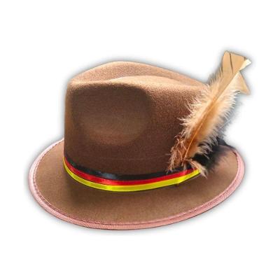 Chapéu Alemão Simples Marrom Com Plumas - 1 Unidade
