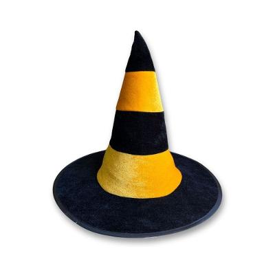 Chapéu De Bruxa Preto Com Listras Alaranjadas
