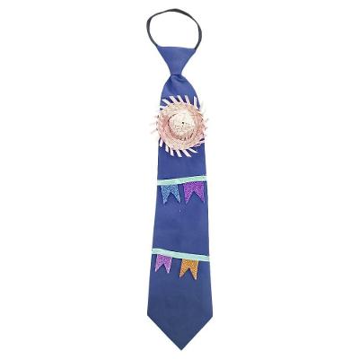 Gravata Junina Com Chapeuzinho De Palha - 35cm Cor Azul