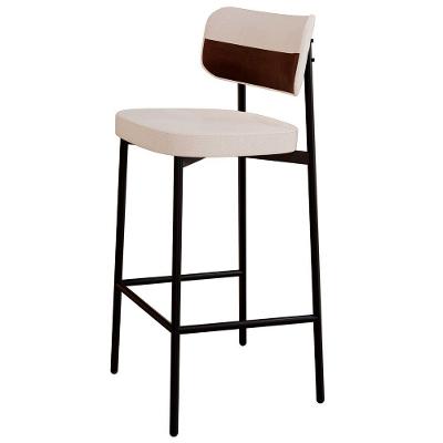 Banqueta Alta Bar Estofada Ella M25 Linho Palha/whisky - Mpozenato