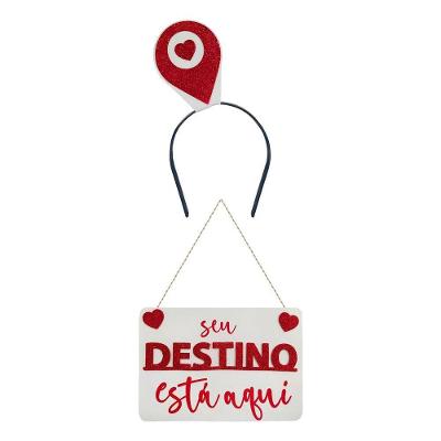Kit De Festa O Seu Destino Está Aqui Com Tiara E Plaquinha