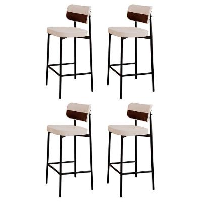 Banqueta Alta Bar Estofada Kit 4 Ella M25 Linho Palha-whisky - Mpozenato