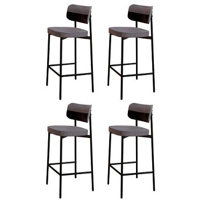 Banqueta Alta Bar Estofada Kit 4 Ella M25 Linho Cinza-preto - Mpozenato