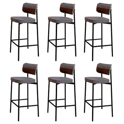 Banqueta Alta Bar Estofada Kit 6 Ella M25 Linho Cinza-whisky - Mpozenato