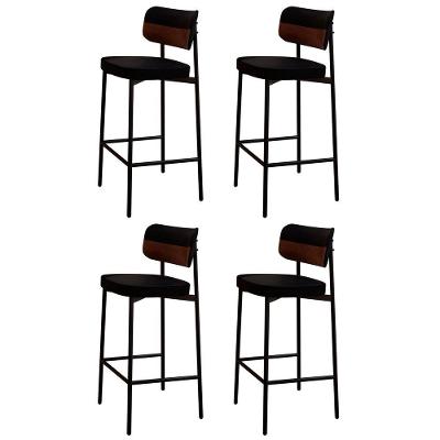 Banqueta Alta Bar Estofada Kit 4 Ella M25 Linho Preto-whisky - Mpozenato