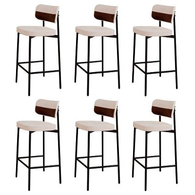 Banqueta Alta Bar Estofada Kit 6 Ella M25 Linho Palha-whisky - Mpozenato