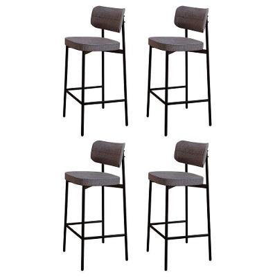 Banqueta Alta Bar Estofada Kit 4 Ella M25 Linho Cinza - Mpozenato
