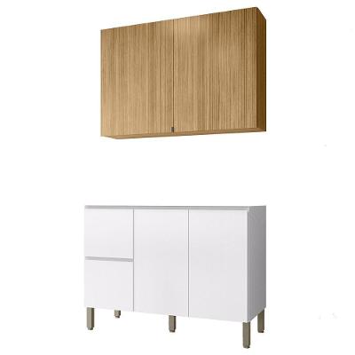Armário De Cozinha Cp01 Para Pia 120cm Minsk Z06 Branco/freijó - Mpozenato